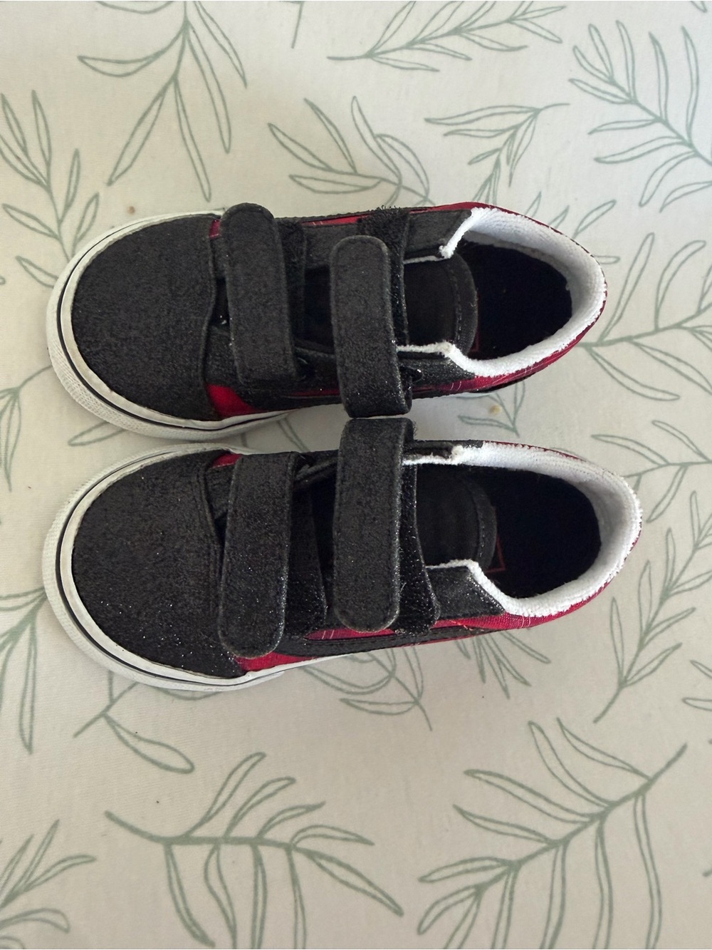 Vans Kids Black and Red Velcro Skate Sneakers